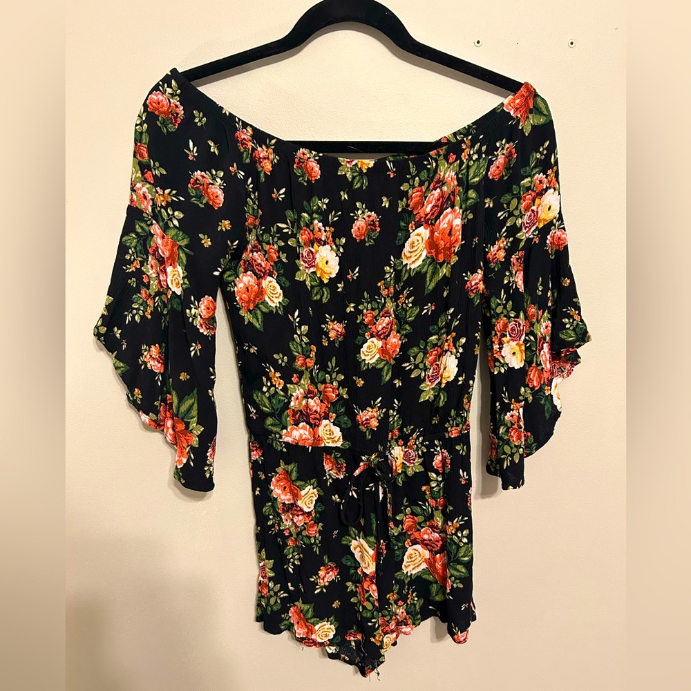 ✨ Ambiance Off The Shoulder Rose Floral Romper